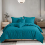 Plain Dyed Easy Care Polycotton Duvet Cover And Pillowcases Set Bed Linen - Single - Teal