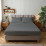 Microfibre Soft Touch Fitted Sheet 25cm Skirt Plain Dyed Bed Linen - Grey - Small Single