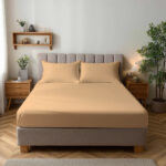 Microfibre Soft Touch Fitted Sheet 25cm Skirt Plain Dyed Bed Linen - Latte - Small Double