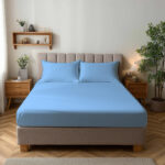 Microfibre Soft Touch Fitted Sheet 25cm Skirt Plain Dyed Bed Linen - Sky - Small Double