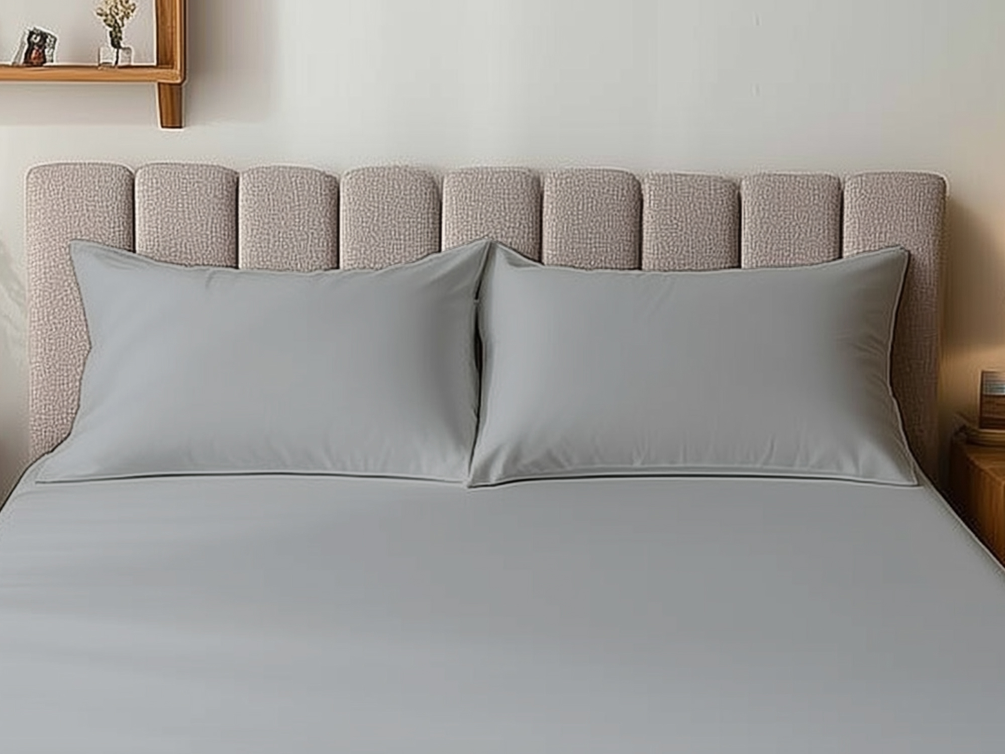 v2 Microfibre Soft Touch Plain Dyed Housewife Pillowcase Pair - Silver - Image 1
