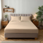 Microfibre Soft Touch Fitted Sheet 25cm Skirt Plain Dyed Bed Linen - Cream - Single
