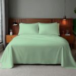 Microfibre Soft Touch Flat Sheet Plain Dyed Bed Linen - Duck Egg - Double
