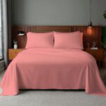 Microfibre Soft Touch Flat Sheet Plain Dyed Bed Linen - Pink - Double