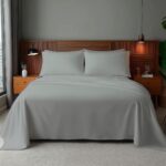 Microfibre Soft Touch Flat Sheet Plain Dyed Bed Linen - Silver - Double