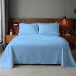 Microfibre Soft Touch Flat Sheet Plain Dyed Bed Linen - Sky - Double