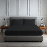 Luxury 200TC Soft Touch Fitted Sheet Bed Linen 30cm Extra Deep Skirt - Black - Single