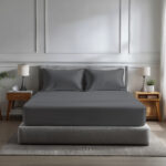 Microfibre Soft Touch Fitted Sheet 40cm Extra Deep Skirt Plain Dyed Bed Linen - Grey - Double