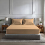 Microfibre Soft Touch Fitted Sheet 40cm Extra Deep Skirt Plain Dyed Bed Linen - Latte - Double