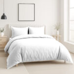 Luxury 200TC Duvet Cover And Pillowcases Set Bed Linen - White - Super King