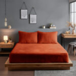 Teddy bear soft touch cuddly fitted sheet extra deep 30cm elasticated skirt - Double - Tangerine