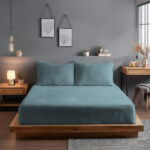Teddy bear soft touch cuddly fitted sheet extra deep 30cm elasticated skirt - Double - Blue