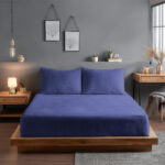 Teddy bear soft touch cuddly fitted sheet extra deep 30cm elasticated skirt - King - Navy Blue