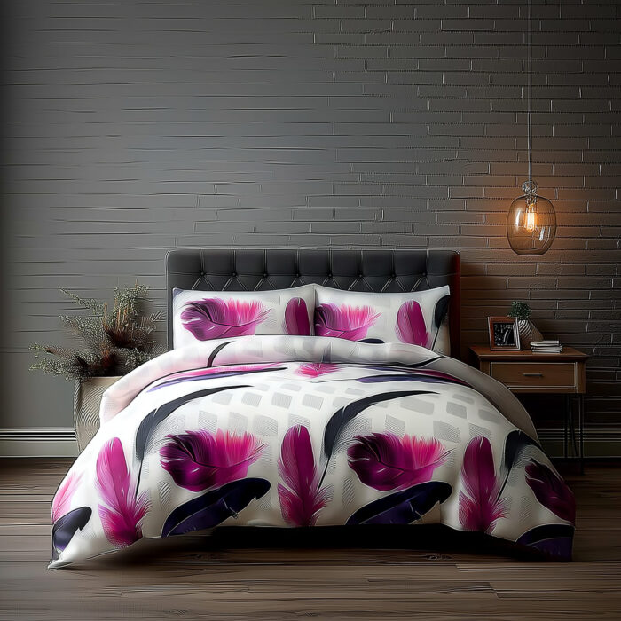 Duvet Cover And Pillowcase Set White Leaf Print Design Polycotton Bed Linen