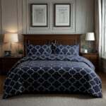 Duvet Cover And Pillowcase Set Grey Geometric Design Polycotton Bed Linen - King