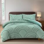 Duvet Cover And Pillowcase Set Silver White Or Green Tufted Luxury Design Polyester Bed Linen - Green - Super King