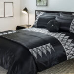Duvet Cover And Pillowcase Set Black And Silver Sequence Luxury Design Polyester Bed Linen - Single