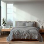 Duvet Cover And Pillowcase Set Pink Teal White Green Silver Frilled Design Polycotton Linen - Silver - Double