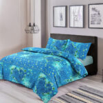 Duvet Cover And Pillowcase Set Plum Red Teal Love Heart Design Polycotton Bed Linen - Teal - Super King