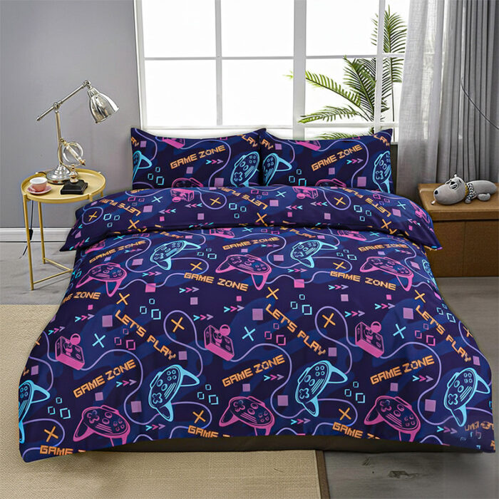 Duvet Cover And Pillowcase Set Kids Gaming Design Polycotton Bed Linen