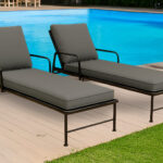 Sun Lounger Outdoor Garden Deck Bed Cushion Waterproof Recliner Pad Removable Cover - Grey
