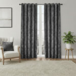Crushed Velvet Eyelet Curtains Luxurious Finish for Contemporary Homes - 66 x 54 - Charcoal