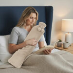 Soft Long Hot Water Bottle Perfect for Back Neck Leg Pain Relief - Natural