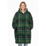 Unisex Tartan Check Fleece Hoodie Soft Warm Stylish Winter Loungewear - Green