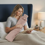 Soft Long Hot Water Bottle Perfect for Back Neck Leg Pain Relief - Blush Pink