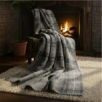 Tartan Check Soft Feel Print Christmas Throw Blanket Home Decor Gift - Grey