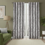 Crushed Velvet Eyelet Curtains Luxurious Finish for Contemporary Homes - 90 x 90 - Silver