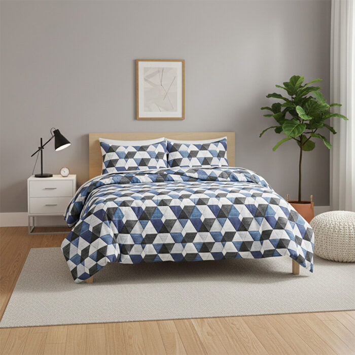 Triangle Duvet Set Stylish Geometric Print Bedding for Bedroom Decor