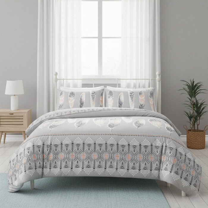 Modern Feather Design Duvet Set Elegant Cozy Bedding for Bedrooms