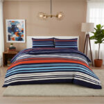 Striped Duvet Set Stylish Easy Care Bedding with Classic Pattern - Double