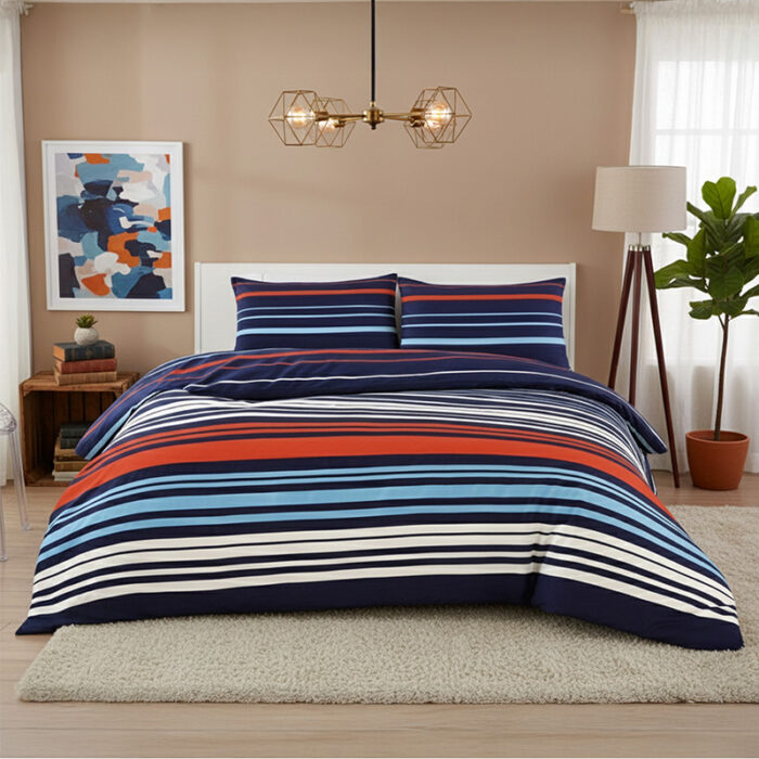 Striped Duvet Set Stylish Easy Care Bedding with Classic Pattern