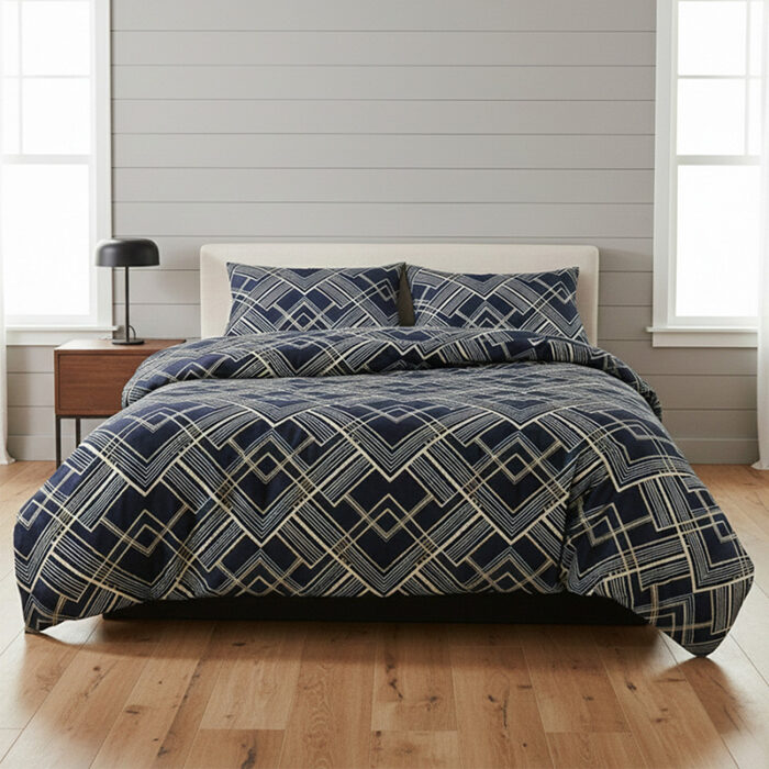Geometric Zig Zag Print Duvet Cover Stylish Durable Bedding Set for Home