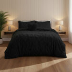 Super Fluffy Duvet Cover Ultra Soft, Cloud-Like Comfort Snug Sleep - Super King - Black