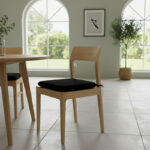 Waterproof Square Foam Seat Pad with Ties Pack of 4 Chair Cushion Seating - Black