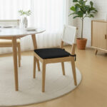 Foam Seat Pad with Ties Pack of 4 Comfortable Chair Cushion for Dining, Kitchen Garden Seating - Black