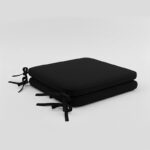 Foam Seat Pad with Ties Pack of 2 Comfortable Chair Cushion for Dining, Kitchen Garden Seating - Black