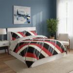 Modern Reversible Duvet Cover Stylish Geometric Pattern Bedding for Bedroom - King - Black