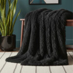 Cuddly Extra Fluffy Throw Ultra Soft Plush Blanket for Sofa Bed Home Decor - Black