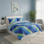Modern Reversible Duvet Cover Stylish Geometric Pattern Bedding for Bedroom - Double - Blue