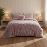 Super Fluffy Duvet Cover Ultra Soft, Cloud-Like Comfort Snug Sleep - Double - Blush Pink