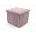 Corduroy Square Storage Box with Lid Elegant Organizer for Any Room - Blush Pink