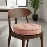 Teddy Fabric Round Booster Cushion Soft Seat Riser Pad for Dining Chair - Blush Pink