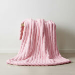 Luxury Big Cord Blanket Thick Ribbed Throw Ultimate Comfort Warmth - Blush Pink