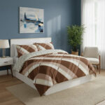Modern Reversible Duvet Cover Stylish Geometric Pattern Bedding for Bedroom - King - Brown