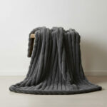 Luxury Big Cord Blanket Thick Ribbed Throw Ultimate Comfort Warmth - Charcoal