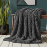 Cuddly Extra Fluffy Throw Ultra Soft Plush Blanket for Sofa Bed Home Decor - Charcoal